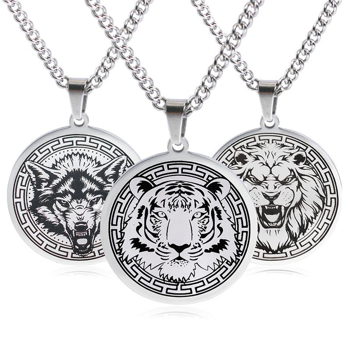 Buddha Stones Animal Titanium Steel Chain Necklace Protection Pendant - image 0