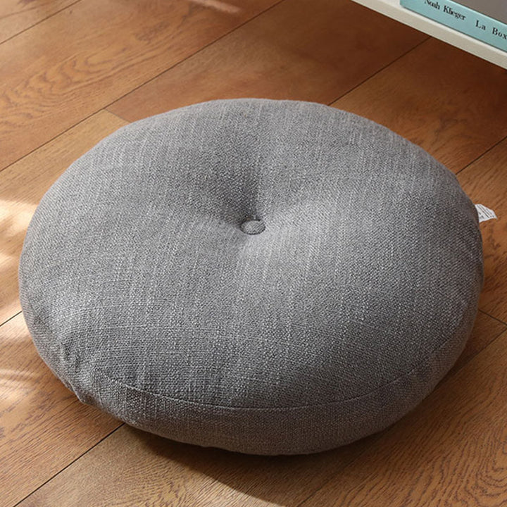 Buddha Stones Lotus Simple Pattern Linen Meditation Seat Cushion Home Living Room Decoration - Detachable - 40cm*10cm - DimGray - image 0