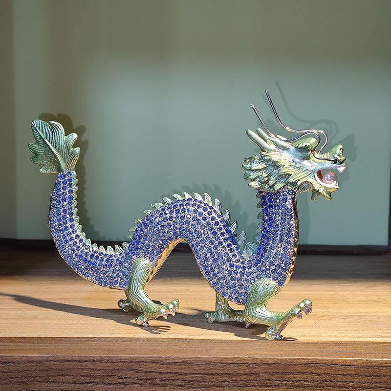 Buddha Stones Handmade Feng Shui Dragon Luck Success Home Decoration - Blue Green - image 16