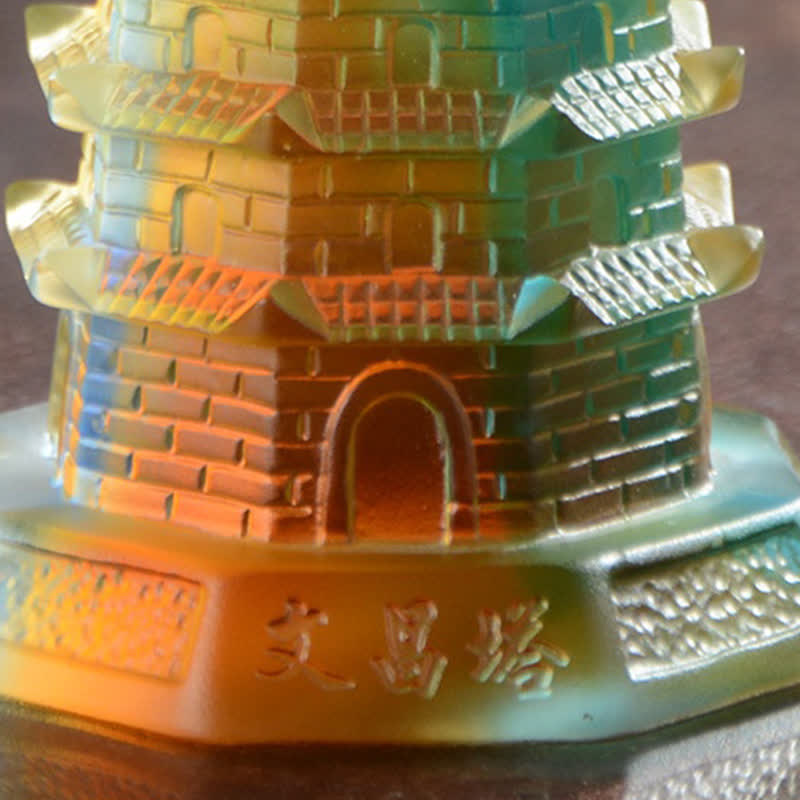 Buddha Stones Feng Shui Wenchang Tower Handmade Liuli Crystal Pagoda Art Piece Luck Home Office Decoration - image 11