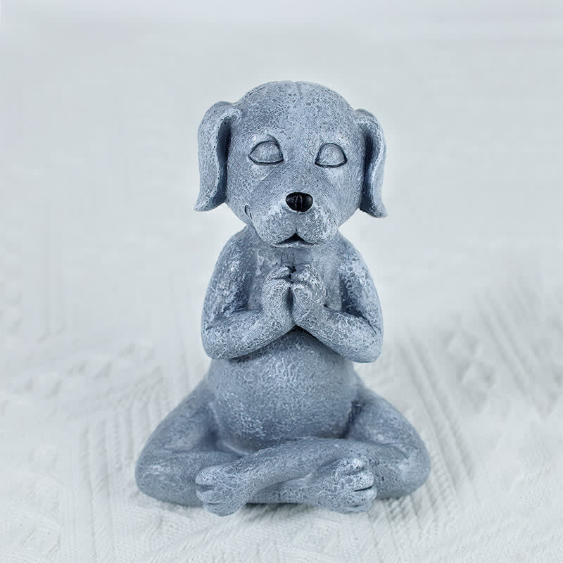 Buddha Stones Meditating Zen Dog Cat Frog Decoration - Meditation Dog 9CMX8CMX12CM(180g) - image 0