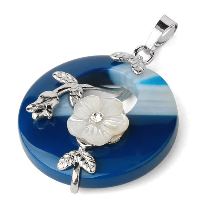 Buddha Stones Various Crystal Amethyst Green Aventurine Flower Healing Necklace Pendant - Blue Veins Agate - image 36