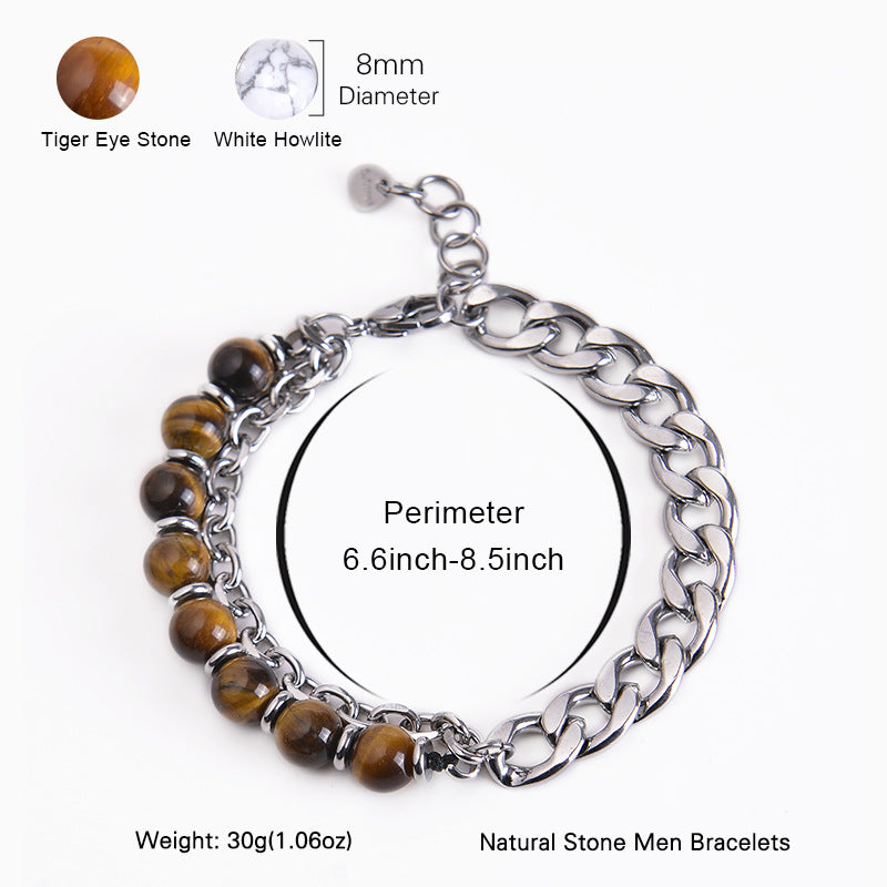 Buddha Stones Tiger Eye Picasso Jasper Frosted Stone Strength Bracelet - image 5