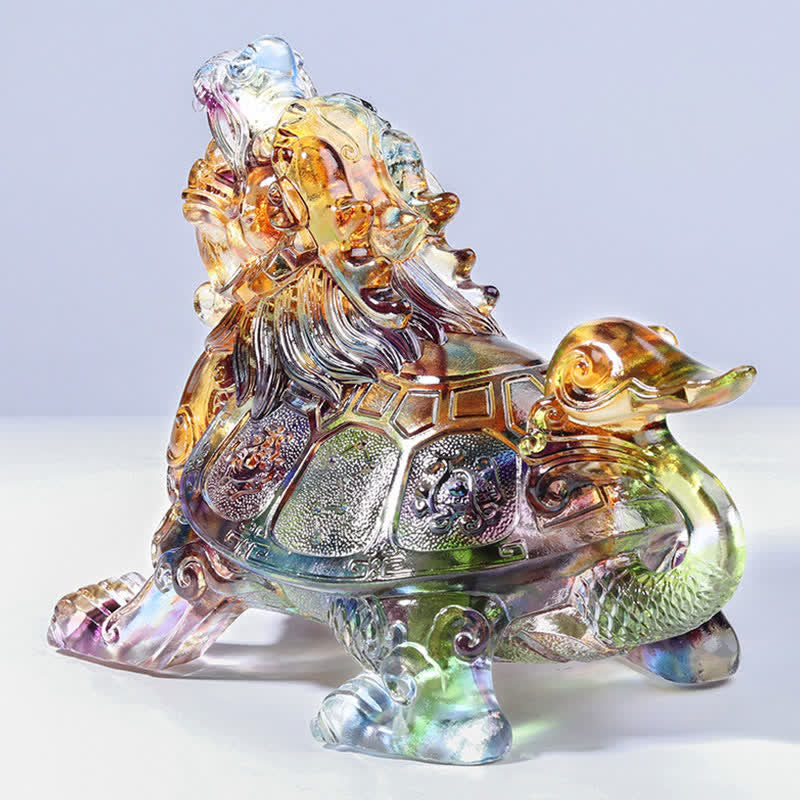 Buddha Stones Feng Shui Dragon Turtle Handmade Liuli Crystal Art Piece Home Office Decoration - image 8