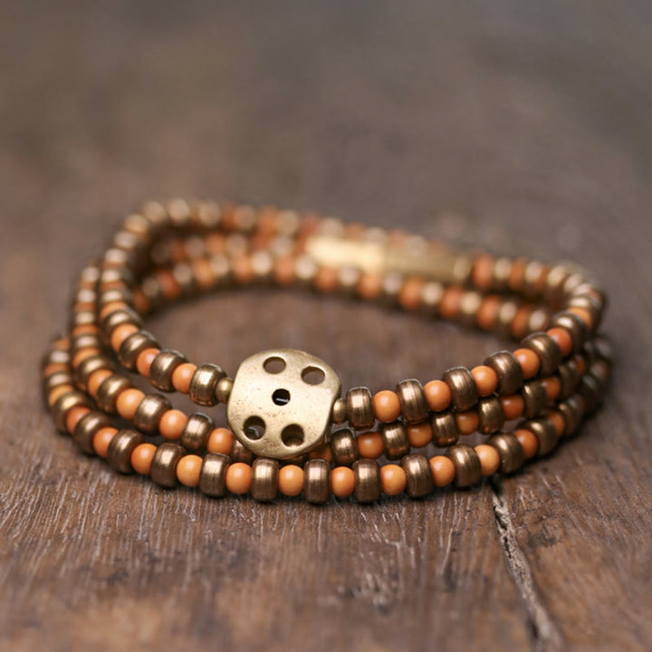 Buddha Stones Retro Olive Pit Copper Wealth Bracelet - 17-17.5cm - image 0
