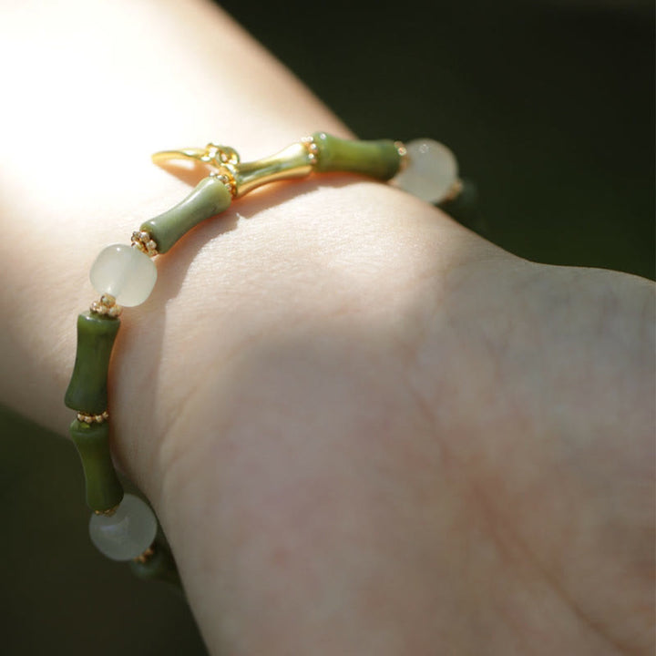Buddha Stones Green Bamboo Jade Lily of the Valley Wealth Bracelet - image 12