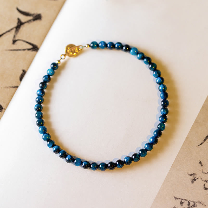 Buddha Stones Natural Blue Tiger Eye Stone Protection Chain Bracelet - image 1