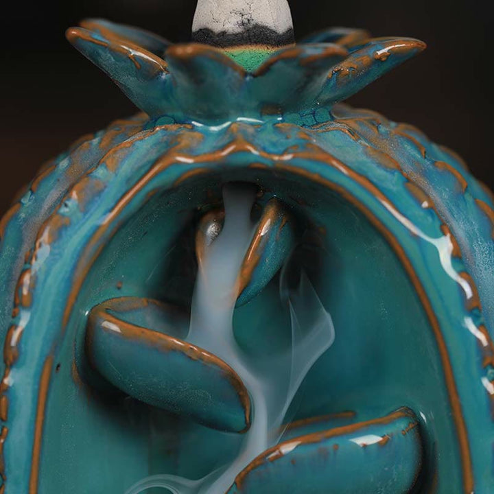 Buddha Stones Cactus Ceramic Healing Backflow Smoke Fountain Incense Burner - image 2