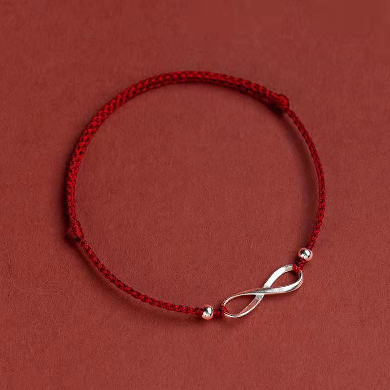 Buddha Stones 925 Sterling Silver Endless Knot Protection Luck Red String Bracelet Anklet - Dark Red - Bracelet(Wrist Circumference 15-20cm) - image 13