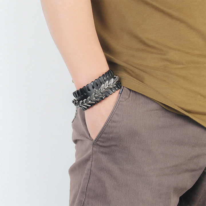 Buddha Stones Dragon Leather Protection Weave Bracelet - image 9