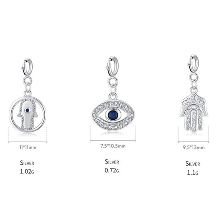 925 Sterling Silver Evil Eye Hamsa Symbol Prosperity Luck Chain Necklace Pendant - image 10