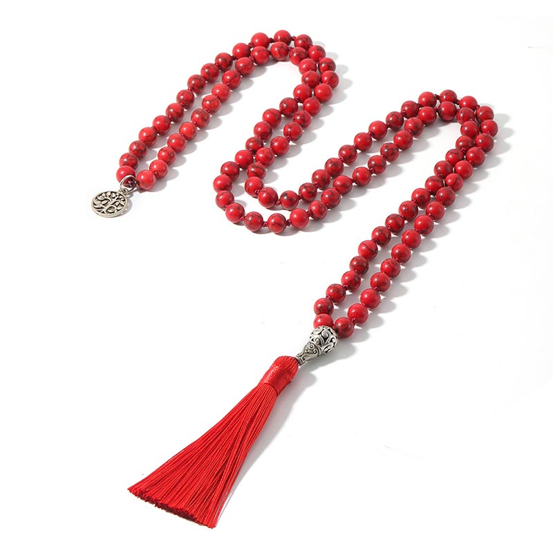 108 Mala Beads Prayer Yoga Meditation Necklace - Red Turquoise - image 0
