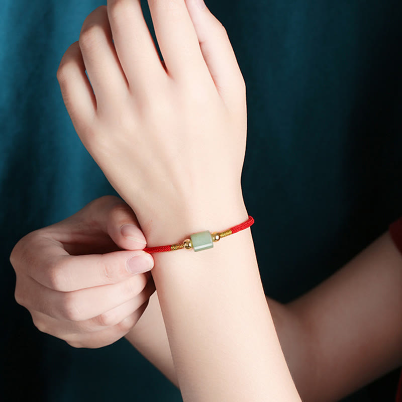 Buddha Stones Tibet Handmade Green Aventurine Red Stone Malachite Luck Protection Braided Rope Bracelet - image 4