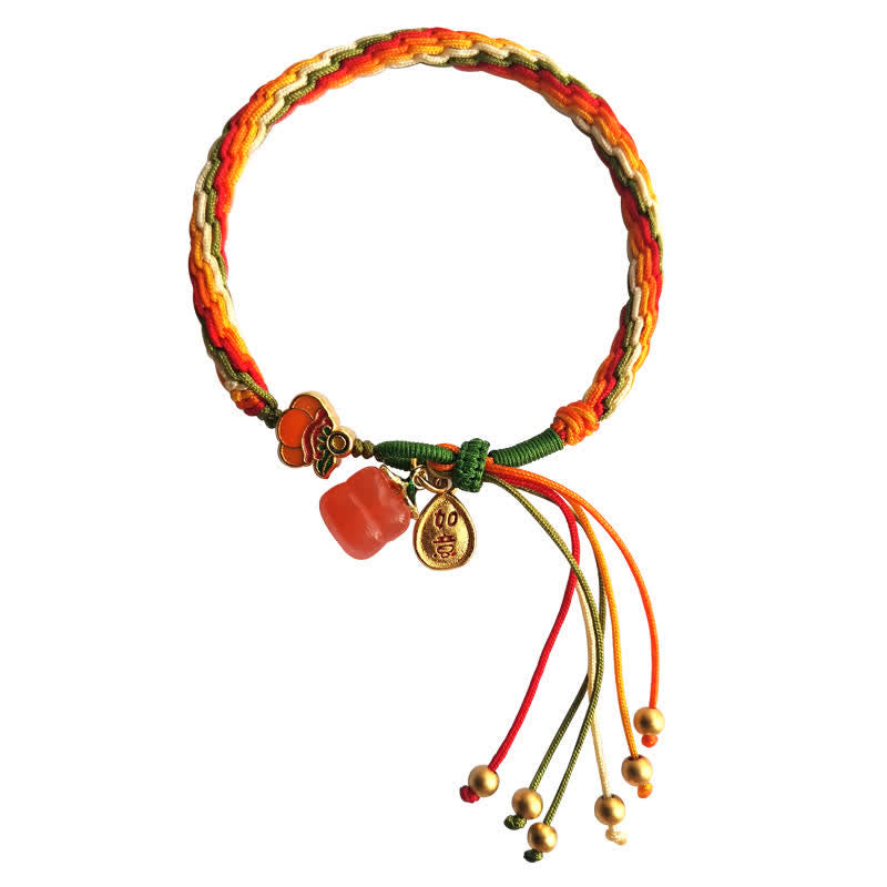 Buddha Stones Persimmon Red Agate Strength Reincarnation Knot Braid String Bracelet - image 15