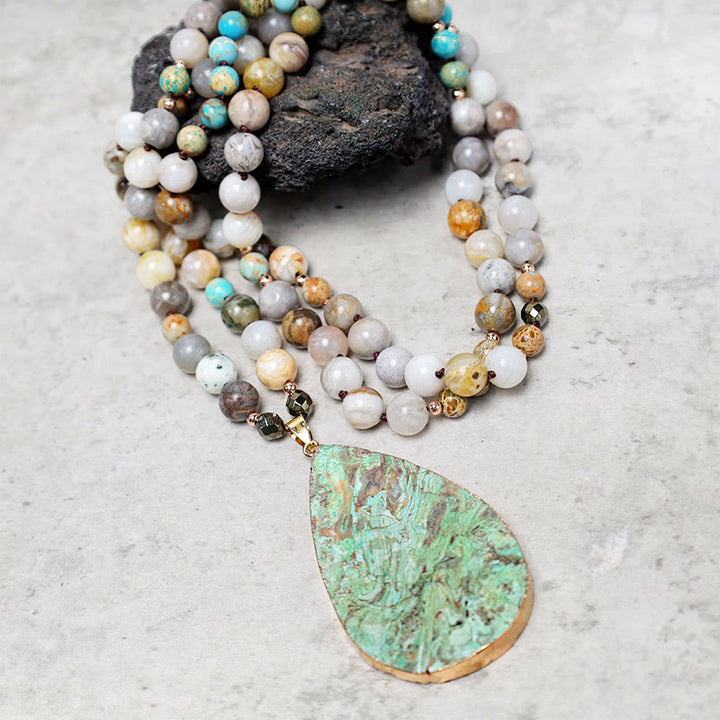 Buddha Stones Natural Ocean Picasso Jasper Beaded Healing Neckace - image 4