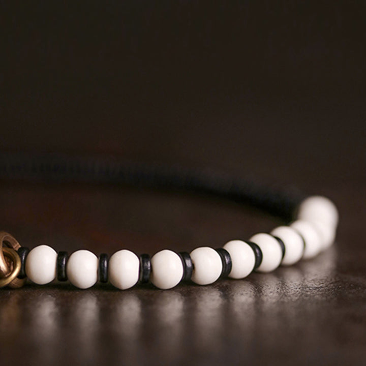 Buddha Stones Bone Beads Ebony Wood Copper Strength Couple Bracelet - image 7