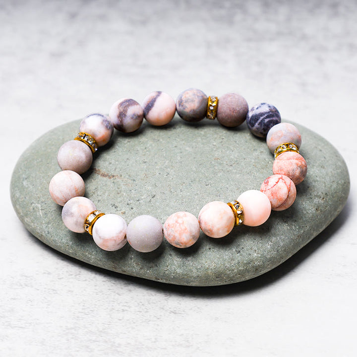 Buddha Stones Anxiety Stress Healing Crystal Zebra Jasper Bead Bracelet - image 2