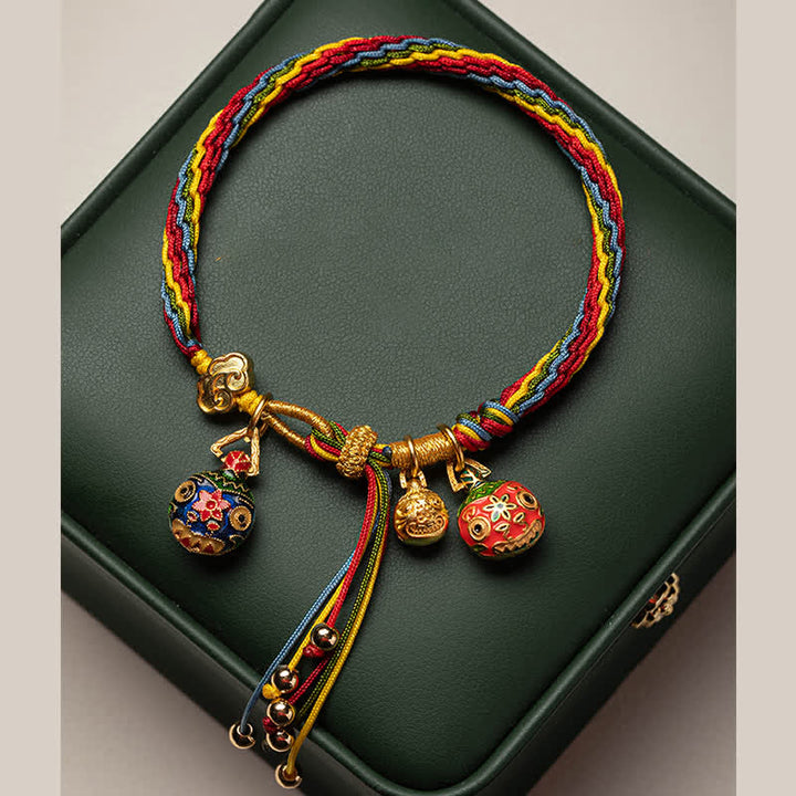 Buddha Stones Gold Swallowing Beast Family Luck Reincarnation Knot Colorful String Bracelet - image 8