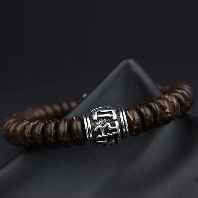 Buddha Stones Natural Tibetan Coconut Shell Om Mani Padme Hum Positive Bracelet - image 11