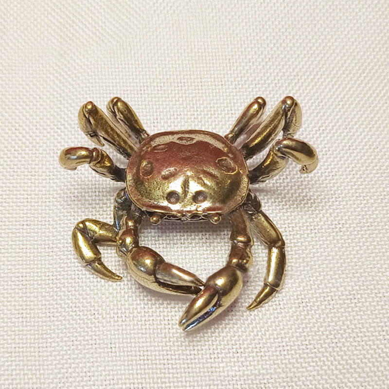 Buddha Stones Mini Small Frog Turtle Koi Fish Snail Crab Copper Wealth Home Decoration - Crab - image 22