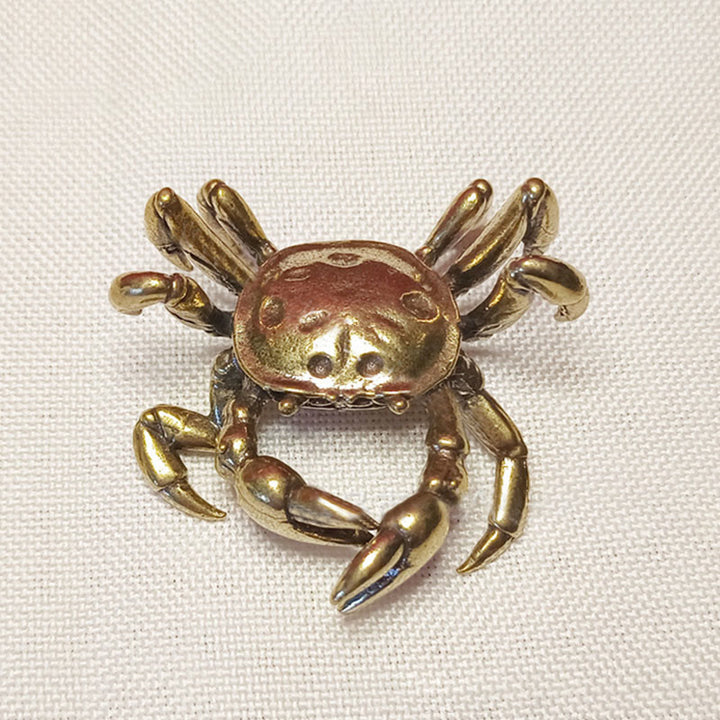 Buddha Stones Mini Small Frog Turtle Koi Fish Snail Crab Copper Wealth Home Decoration - Crab - image 22
