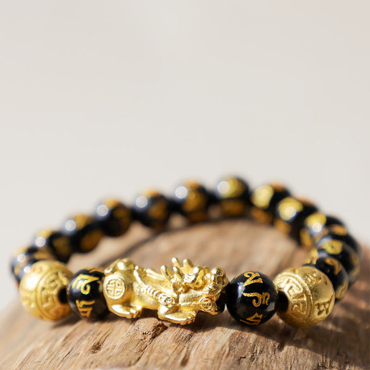 Buddha Stones FengShui PiXiu Obsidian Wealth Bracelet - image 1