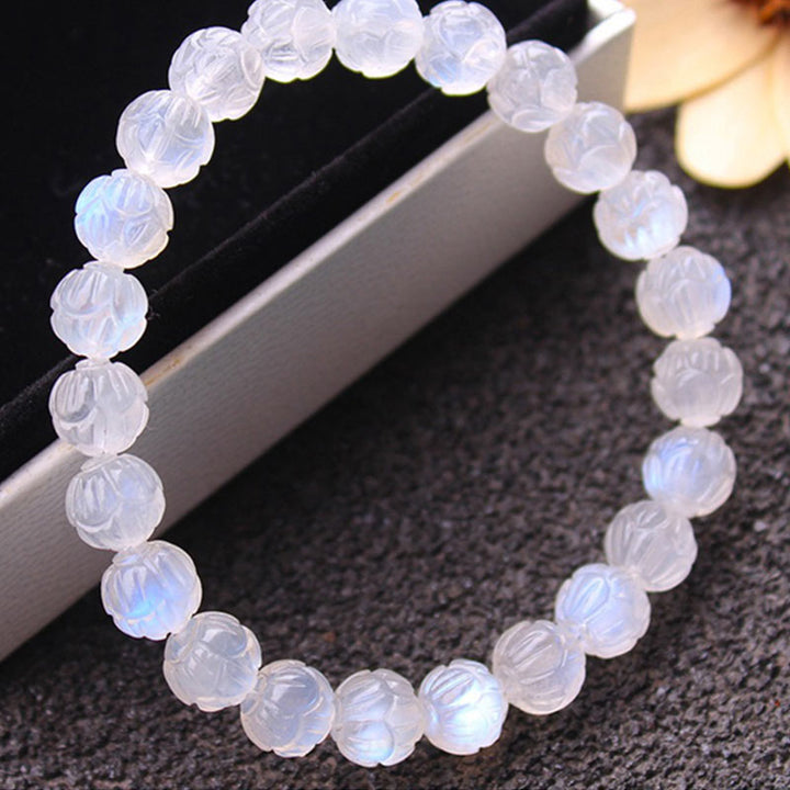 Buddha Stones Natural Moonstone Lotus Love Bracelet - image 6
