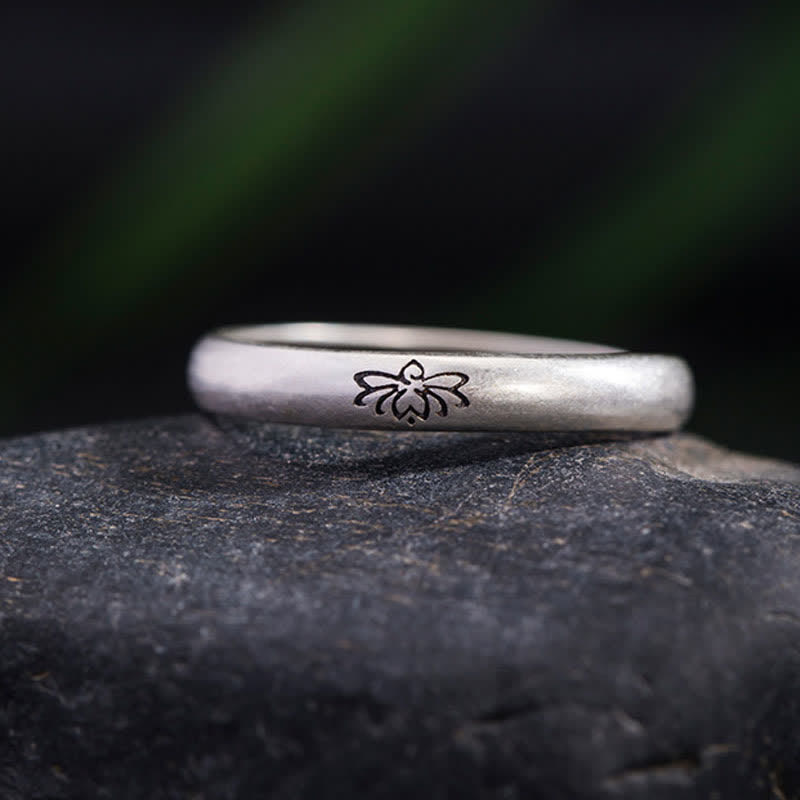 Buddha Stones 925 Sterling Silver Lotus Flower Enlightenment Ring - image 2