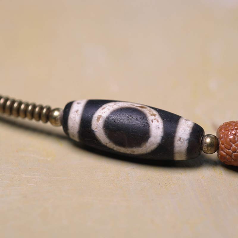 Buddha Stones 108 Mala Rudraksha Beads Bodhi Seed Dzi Bead Luck Auspiciousness Tassel Bracelet - image 6