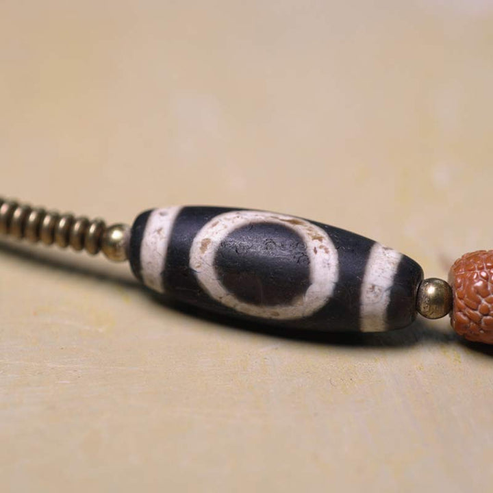 Buddha Stones 108 Mala Rudraksha Beads Bodhi Seed Dzi Bead Luck Auspiciousness Tassel Bracelet - image 6