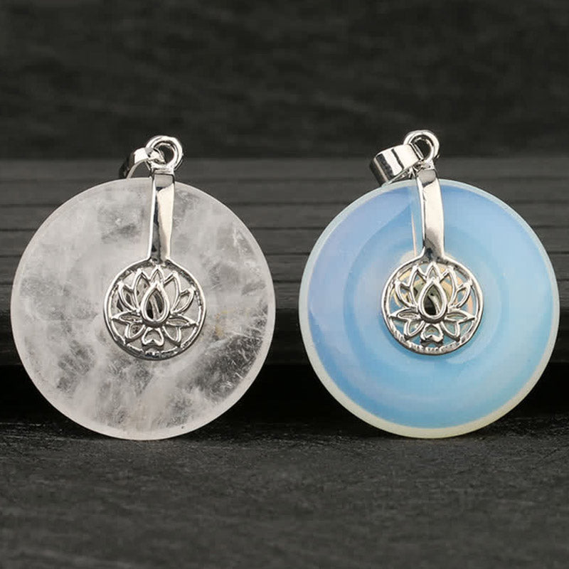 Buddha Stones Various Crystal Amethyst Pink Crystal Lotus Healing Necklace Pendant - image 22