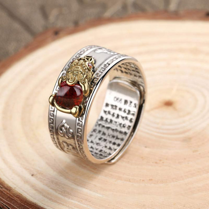 Buddha Stones Red Agate PiXiu Wealth Ring - 1 - image 0