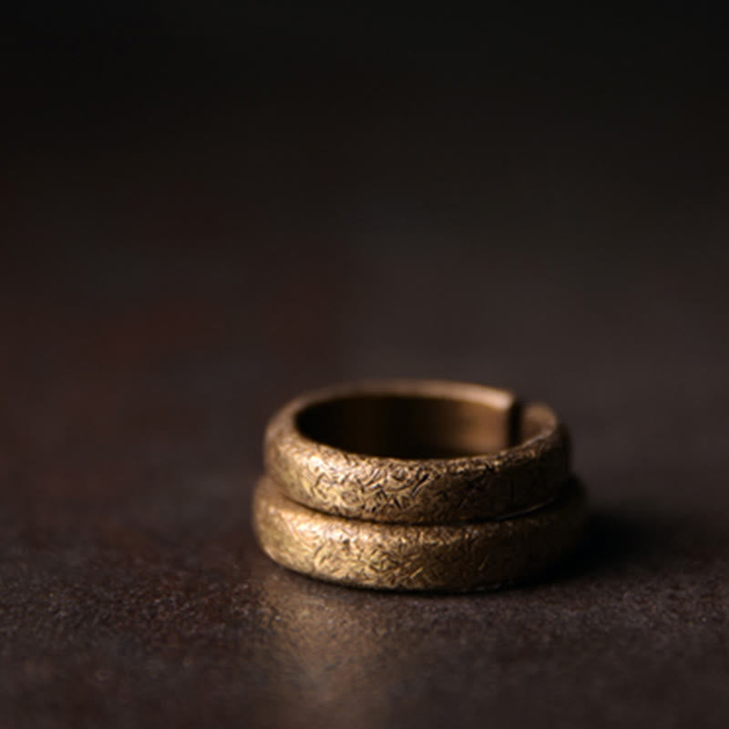 Buddha Stones Tibetan Vintage Texture Design Copper Luck Couple Ring - image 6