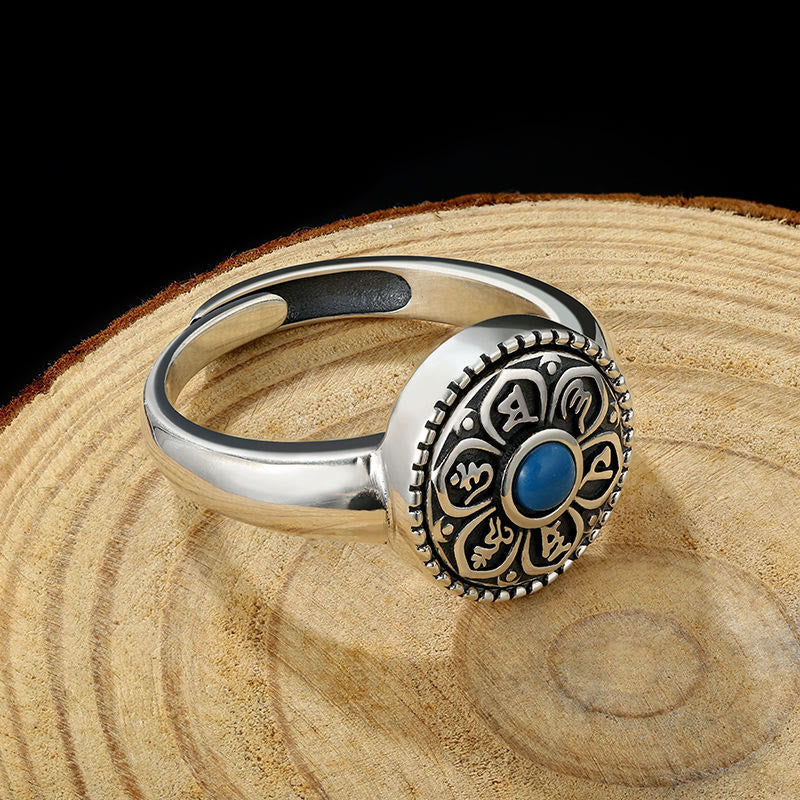 Buddha Stones Tibetan Om Mani Padme Hum Peace Rotatable Ring - image 11