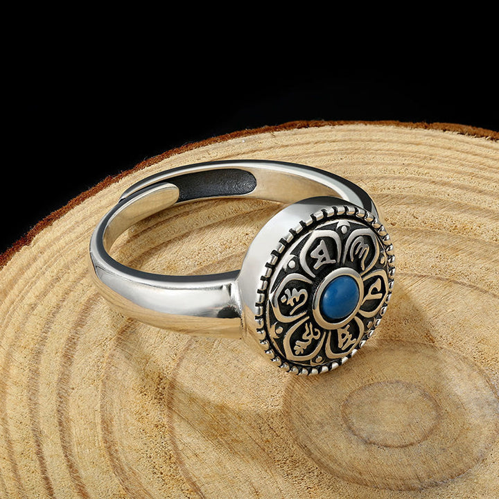 Buddha Stones Tibetan Om Mani Padme Hum Peace Rotatable Ring - image 11