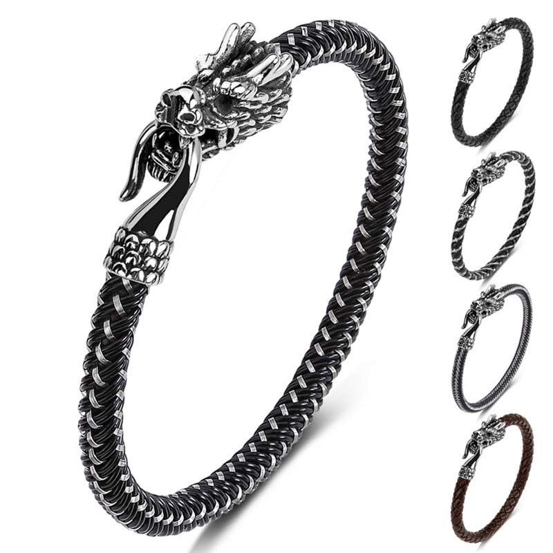 Buddha Stones Dragon Titanium Steel Protection Luck Bracelet - image 14
