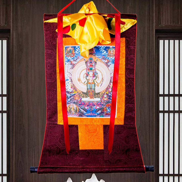 Buddha Stones Tibetan Thousand-handed Avalokitesvara Framed Thangka Blessing Decoration - image 8