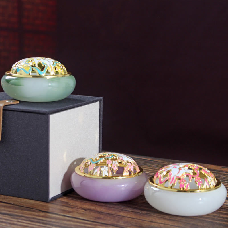 Buddha Stones Nine Tailed Fox Liuli Crystal Healing Meditation Incense Burner - image 1