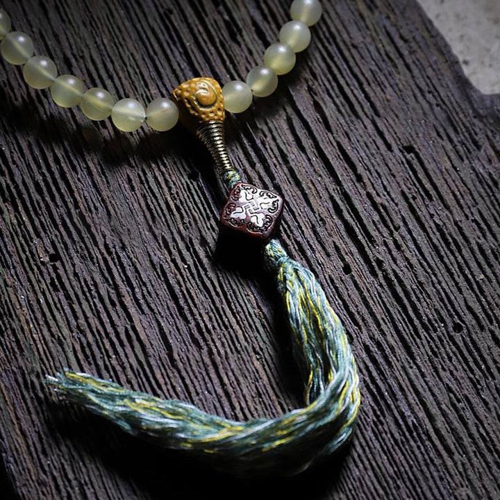 Buddha Stones 108 Mala Beads Tibet Sheep Horn Amber Luck Bracelet - image 9