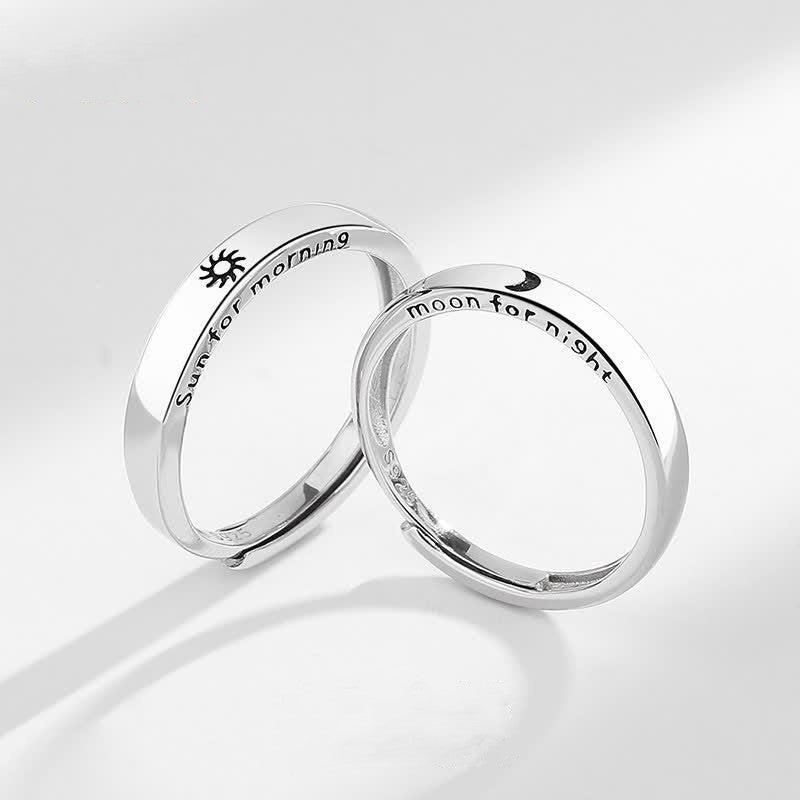 Buddha Stones 925 Sterling Silver Sun Moon Protection Adjustable Couple Ring - image 4