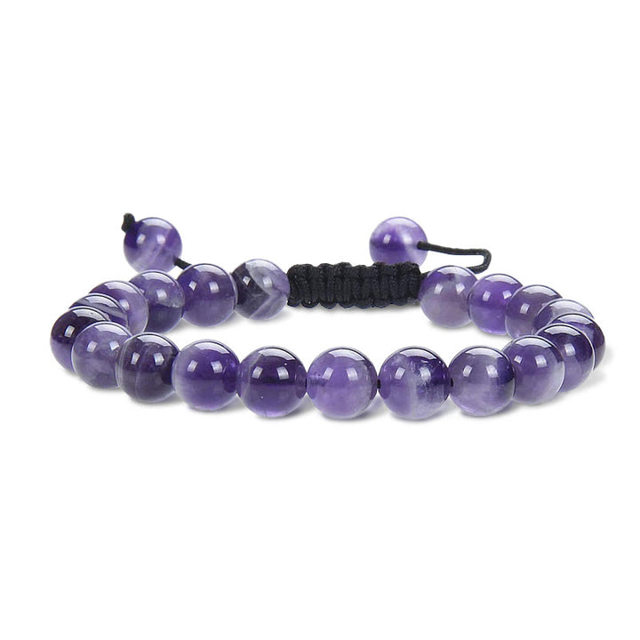 Buddha Stones Natural Healing Power Gemstone Crystal Beads Unisex Adjustable Macrame Bracelet - Amethyst - image 0
