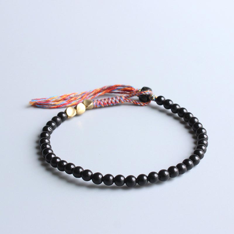 Buddha Stones Handmade Tibetan Black Onyx Tassel Bracelet - image 1