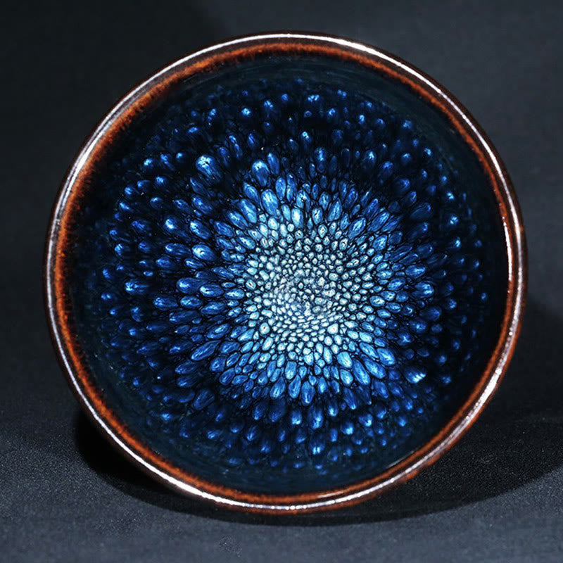 Buddha Stones Handmade Blue Francolinus Spot Chinese Jianzhan Ceramic Teacup Kung Fu Tea Cup Bowl - image 8