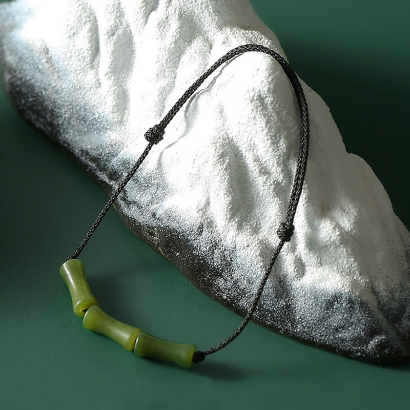 Buddha Stones Green Bamboo Jade Pattern Luck Abundance Bracelet - image 8