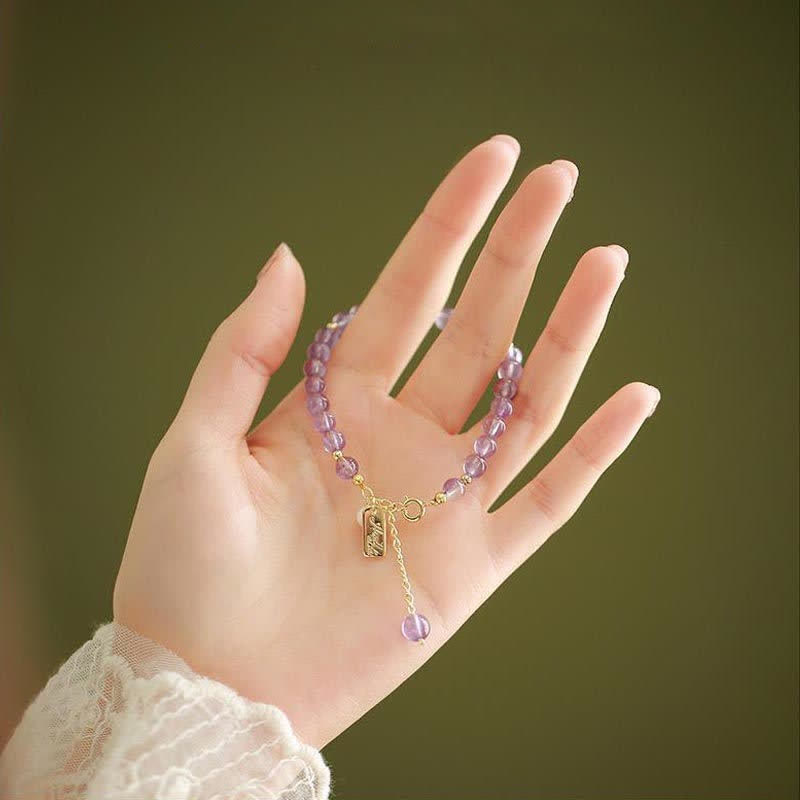 Buddha Stones Natural Amethyst Crystal Relieves Stress Bracelet - image 3