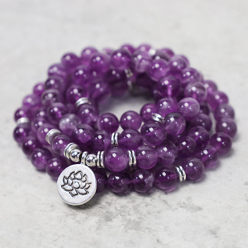 Buddha Stones Natural Amethyst Purification Mala Bracelet - image 2