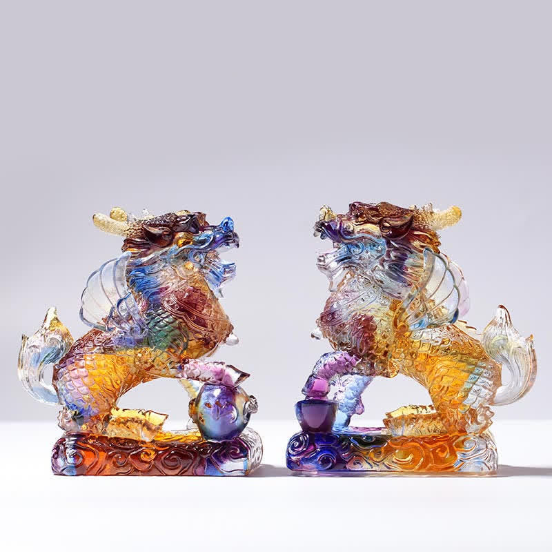 Buddha Stones Feng Shui Kirin Handmade Liuli Crystal Art Piece Fortune Home Office Decoration - image 6