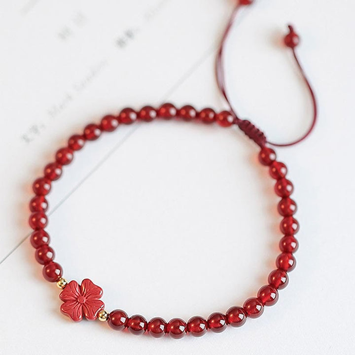 Natural Red Agate Endless Knot Four Leaf Clover Star Confidence String Bracelet - image 13