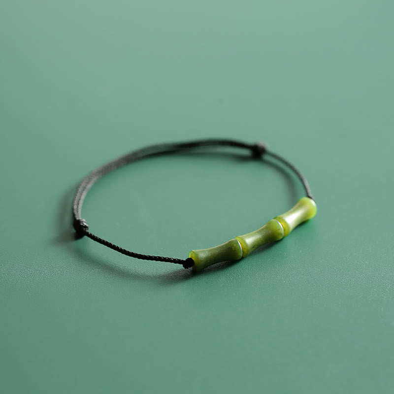 Buddha Stones Green Bamboo Jade Pattern Luck Abundance Bracelet - image 9