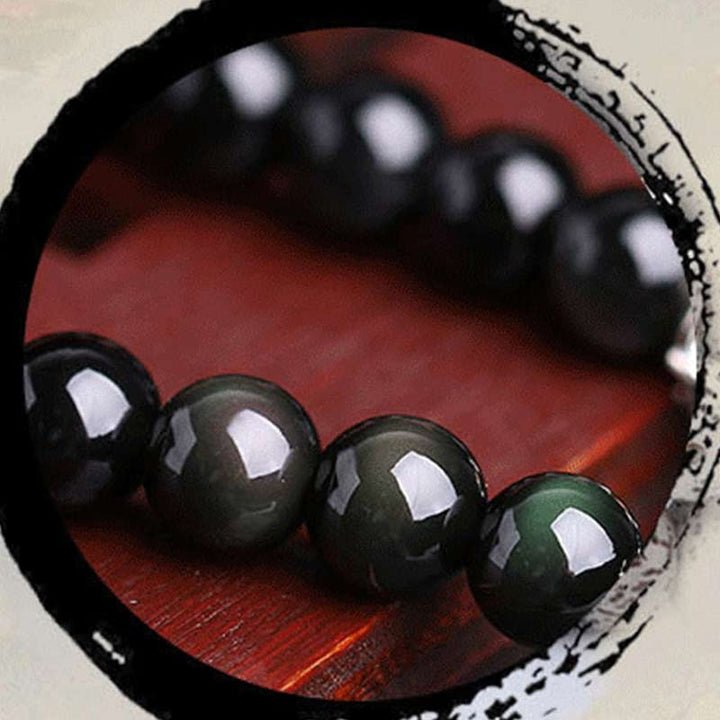 Chinese Zodiac 108 Beads Black Obsidian Tiger Eye Fortune Mala Bracelet - image 5
